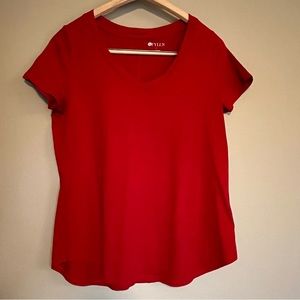 STYLUS ♥️ Red V-Neck Short Sleeve Top Medium
